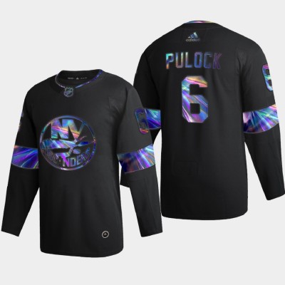 New York New York Islanders #6 Ryan Pulock Men's Nike Iridescent Holographic Collection NHL Jersey - Black